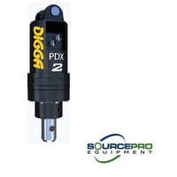 PDX2-2 DIGGA Auger Drive with Hoses, Single Speed with 65mm Round Shaft - suit Mini Excavator up to 4.5T with 30-50 LPH Flow